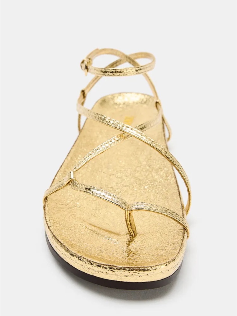Zara Metallic Gold Strappy Flat Sandals 7.5 POP. Last chance!